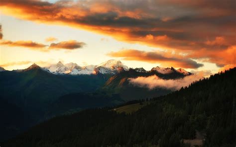 2560x1600 Nature Landscape Mountain Clouds Trees Forest Sunset
