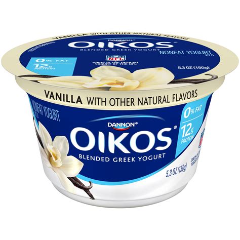 Dannon Oikos Blended Nonfat Greek Yogurt Vanilla 53 Oz Single Serve