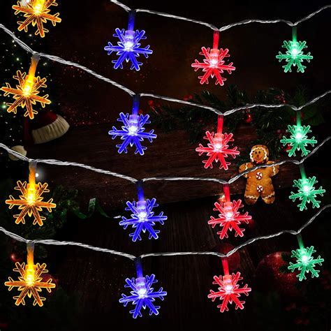 Aneco Christmas Multi Color Snowflake String Lights 33 Ft