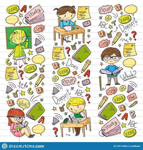 English School For Children Learn Language Education Vector