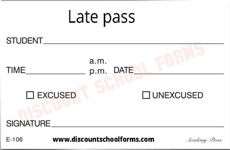 prints custom school forms late passes and early dismissal