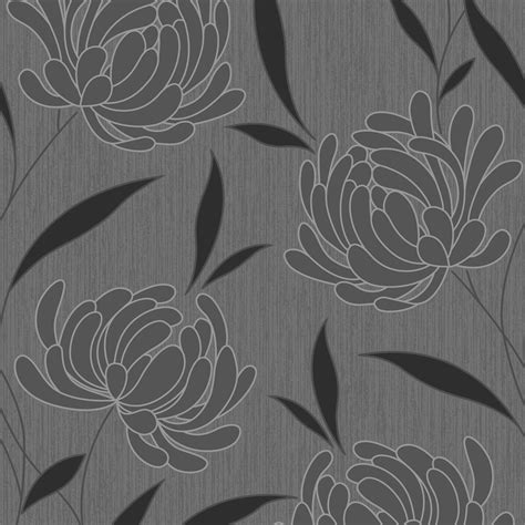 Graham And Brown Nadine Black Floral Textured Wallpaper