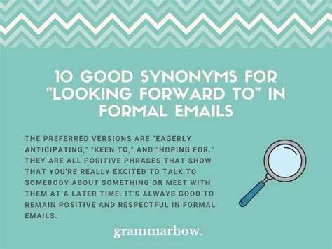 10 Good Synonyms For Looking Forward To In Formal Emails