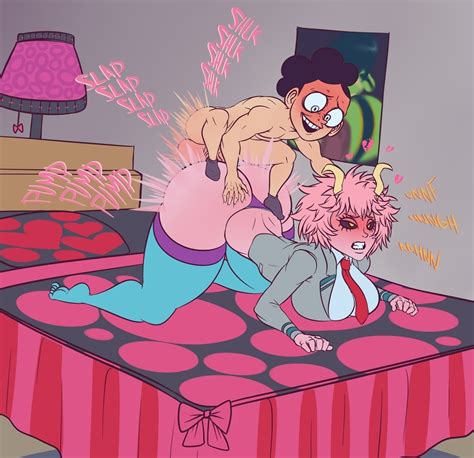 Rule 34 Bed Bedroom Big Ass Clothed Sex Female Heart Male Mina Ashido