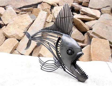 Metal Sculpture Predatory Fish Steampunk Fish Art Fish Etsy Sweden