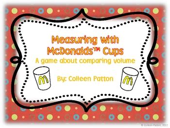 Do not forget to join our group on social networks. FREE Measuring Volume with McDonalds Cups by Mrs. Patton | TpT