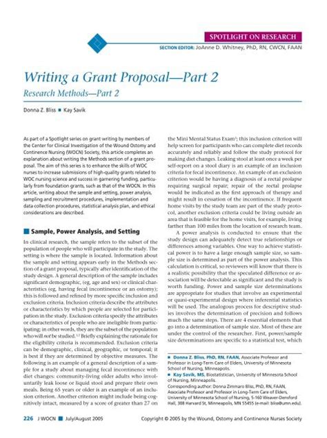 Writing A Grant Proposal Part 2pdf Lippincott Williams And Wilkins
