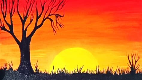 Easy Sunset Painting For Beginners Step By Step Tutorial Youtube