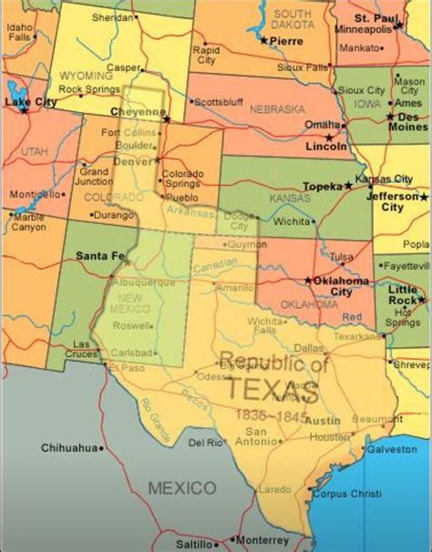 Map Showing Current Usa With The Republic Of Texas Superimposed