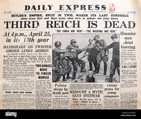 third reich is dead daily express front page newspaper headline on the end of the second world