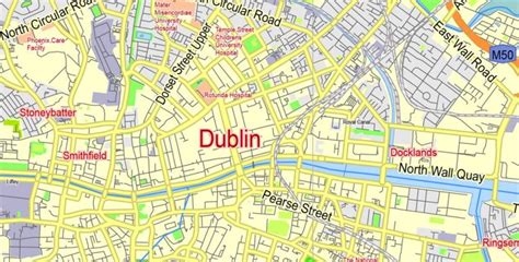 Dublin Map Vector Ireland Exact City Plan Low Detailed Street Map