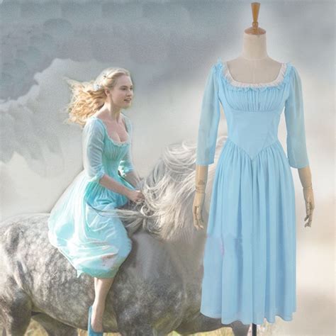 2015 New Movie Cinderella Pricess Adult Cosplay Costume Casual Blue