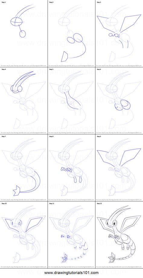 Gallery of flygon sprites from each pokémon game, including male/female. How to Draw Flygon from Pokemon printable step by step ...