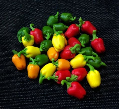 20 Miniature Dollhouse Mix Bell Peppers Clay Polymer Red Green Etsy