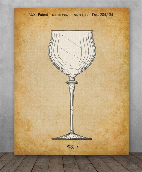 Poster Wine Glass Patent Choose Unframed Poster Or Canvas Etsy