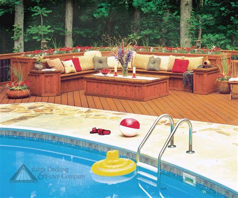Pressure Treated Deck With Built In Poolside Seating Pool Decks