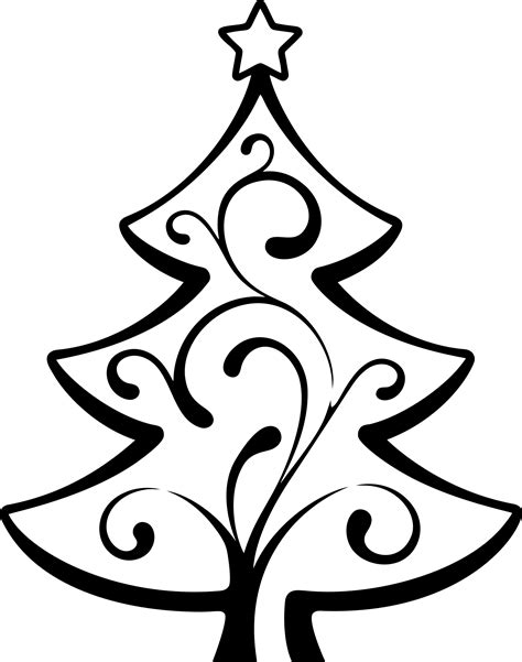 Clipart Abstract Christmas Tree Line Art 2