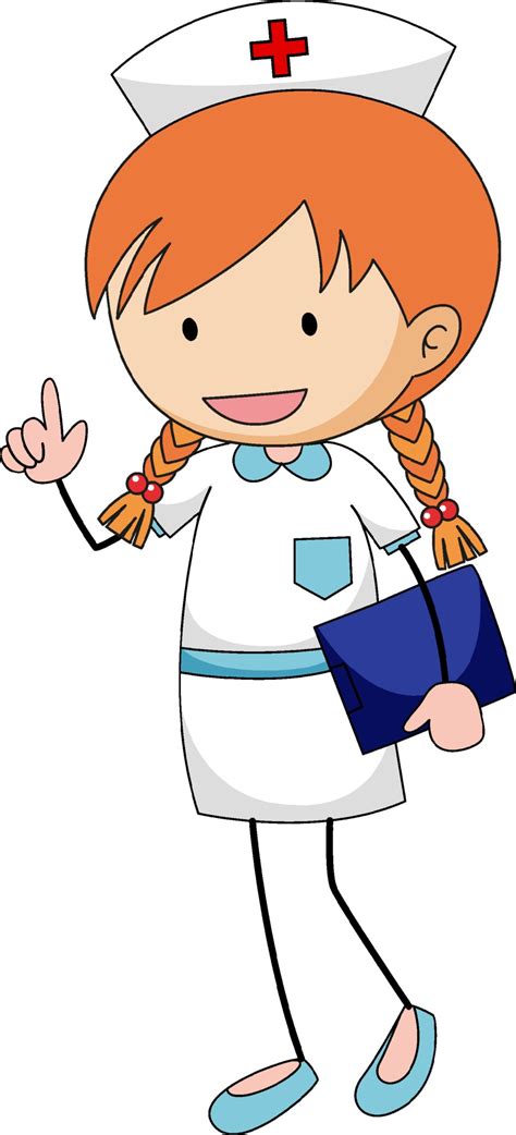 Cute Nurse Doodle Cartoon Character Isolated 1988488 Vector Art At Vecteezy