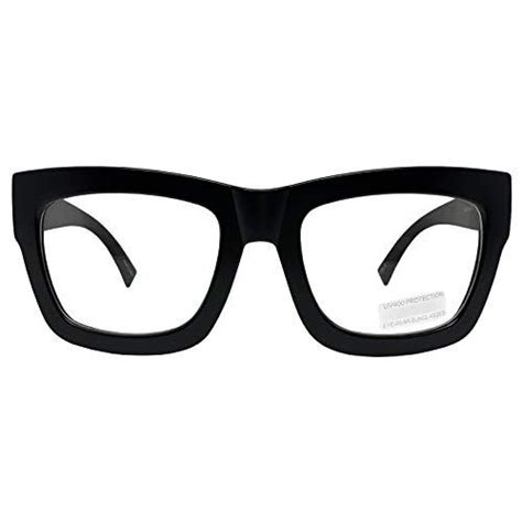 Vintage Inspired Geek Oversized Square Thick Horn Rimmed Eyeglasses Clear Lens Matt Black 30107