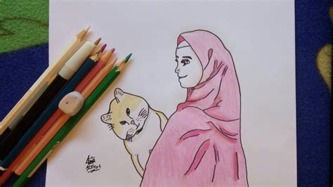 How to draw anime girl. Cara Menggambar Anime Muslimah+Kucing😻 - YouTube