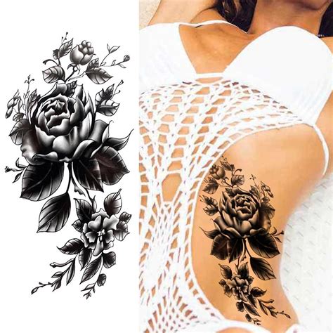 delicate flowers large floral temporary tattoo flower etsy girls temporary tattoos