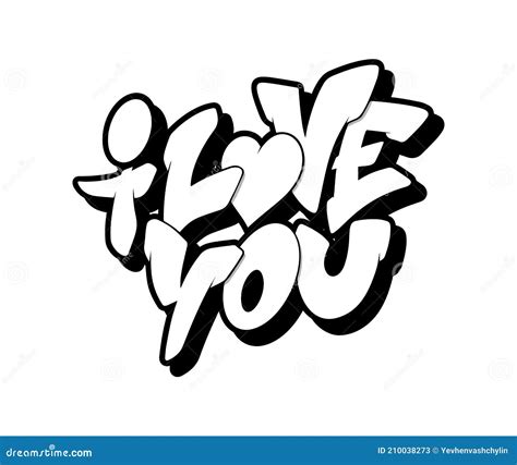 I Love You Font In Graffiti Style Vector Illustration Stock Vector