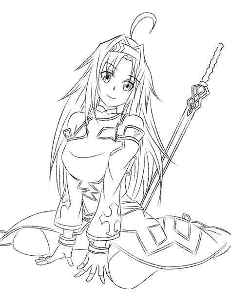 Yuuki Sao Sword Art Online Absurdres Highres Alfheim Online Lineart Sword Weapon