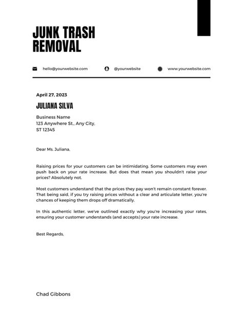 Junk Removal Pricing Increase Letter Template Junk Trash Removal®