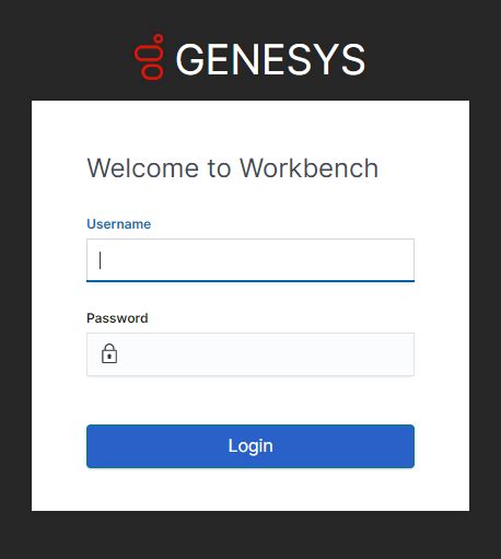 Documentation:ST:WorkbenchUG:LoggingIn:current - Genesys Documentation