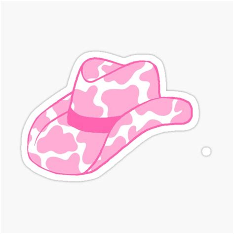 Pink Cow Print Cowboy Hat Sticker For Sale By Alarouche Redbubble