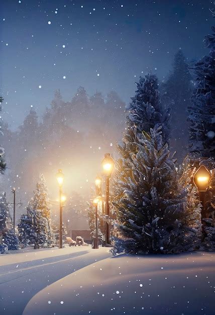 Premium Photo Christmas Landscape Beautiful Winter Scenery With