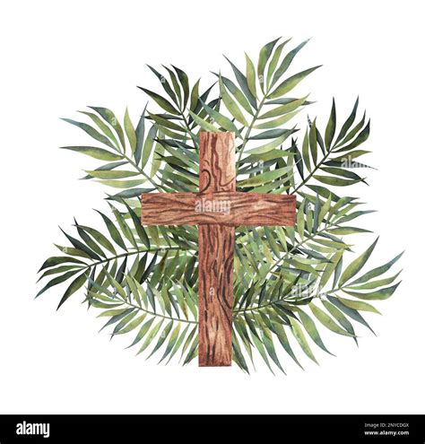 Palm Branch And Cross Clip Art