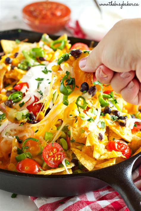 Healthy Vegetarian Nachos With Rainbow Vegetables The Busy Baker