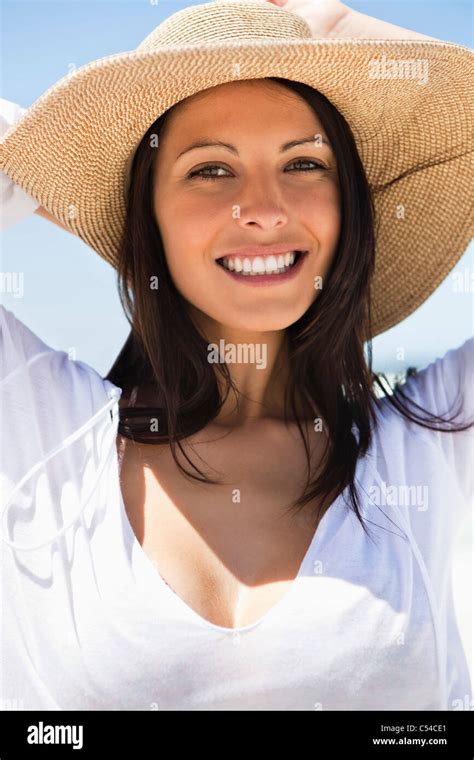 Portrait Of A Cheerful Young Woman Stock Photo Alamy
