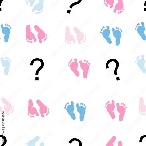 Question Mark Baby Foot Prints Pink And Blue Baby Gender Reveal
