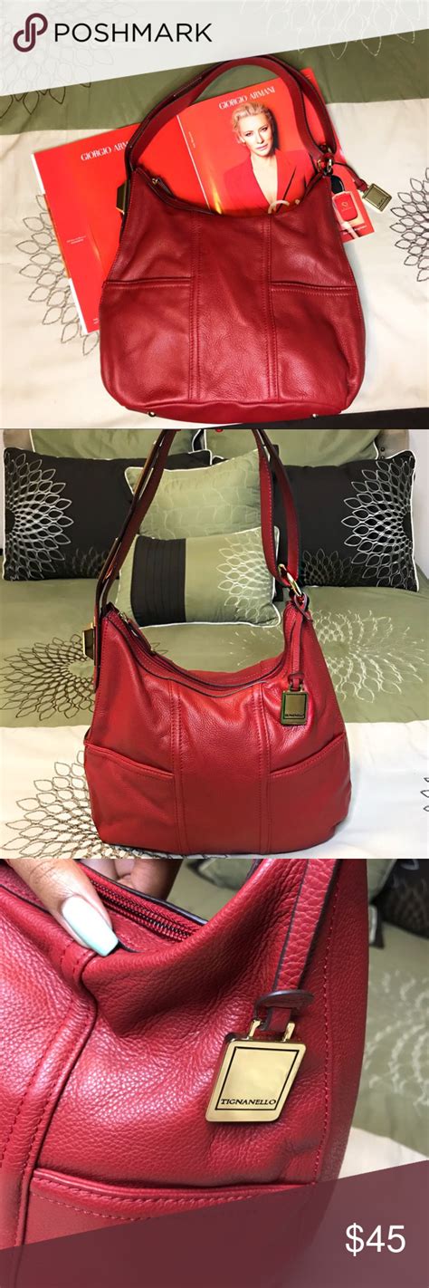 Tignanello Red Leather Hobo Bag Authentic Leather Hobo Bag