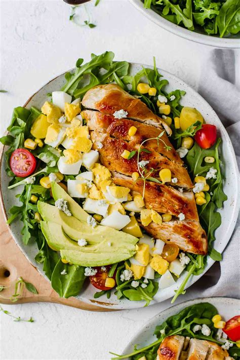 A heart healthy diet includes a variety of: Healthy Chicken Cobb Salad Recipe - Jar Of Lemons