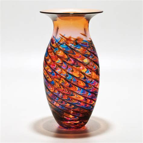 Colourful Glass Art Vases I Optic Rib Urn By Michael Trimpol I Boha Glass
