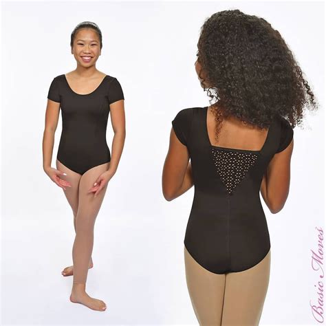 A Simple Elegant Short Sleeve Leotard With A Lasercut Back Panel This