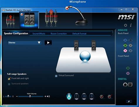 If you've installed realtek hd audio driver in your computer, you usually can find realtek hd audio manager in control panel. Pics of the new Realtek HD Audio Manager / MSI - Windows 7 ...