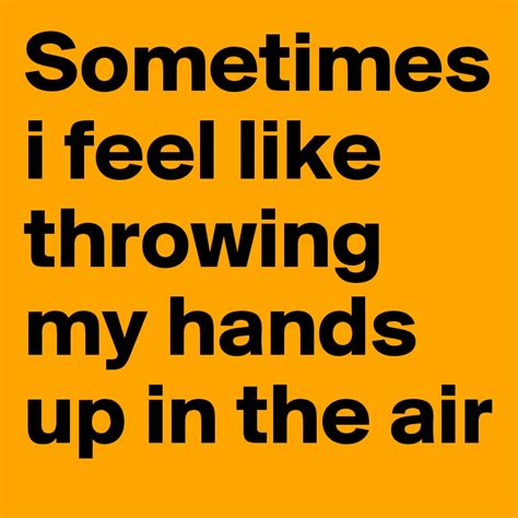 Sometimes I Feel Like Throwing My Hands Up In The Air Post By