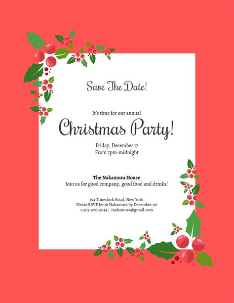 Christmas Party Save The Date Template