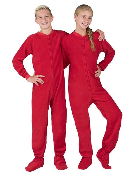 Bright Red Kids Footed Pajamas Kids Pajamas One Piece Footed