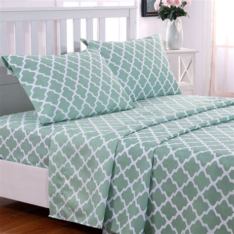 Lux Decor Collection Quatrefoil Bed Sheet Set Twin Sage 3 Piece
