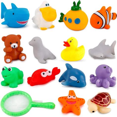 15 Pcs Ocean Animals Rubber Bath Toy Water Squirters With