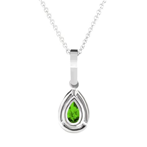 Pear Shape Halo Genuine Emerald Necklace Pendant Gold Or Platinum