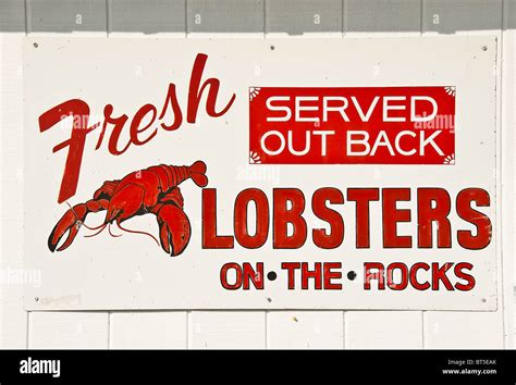 Fresh Lobster Sign Maine Usa Stock Photo Alamy