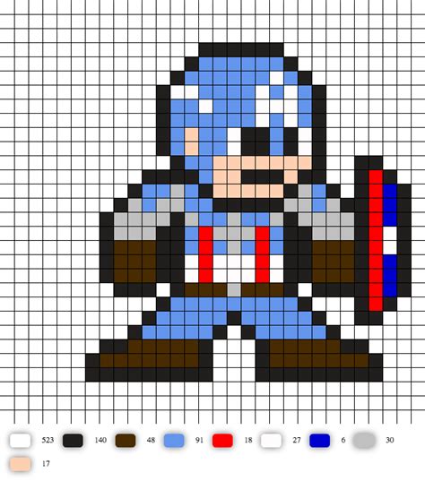 Captain America The First Avenger Perler Bead Pattern Pixel Art