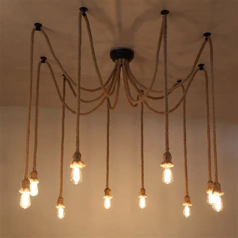 Industrial Hanging Lamp Chandelier Light Fixtures Retro Vintage Hemp