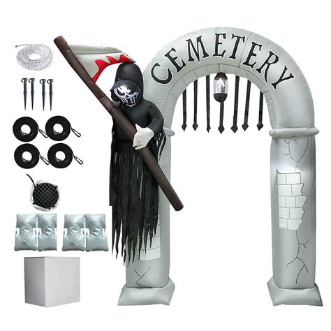 Vinmall Grim Reaper Cemetery Halloween Inflatables 8h X 55w